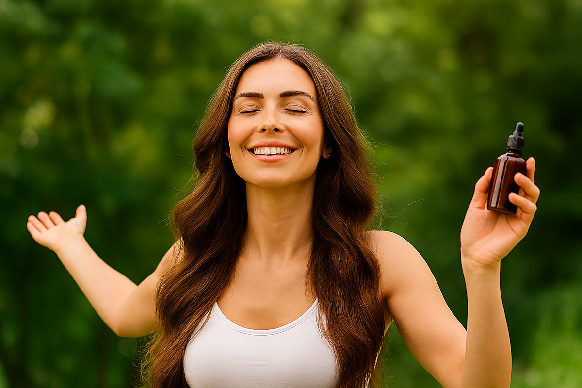 Mujer realizando un ritual de bienestar para año nuevo con Herbacol