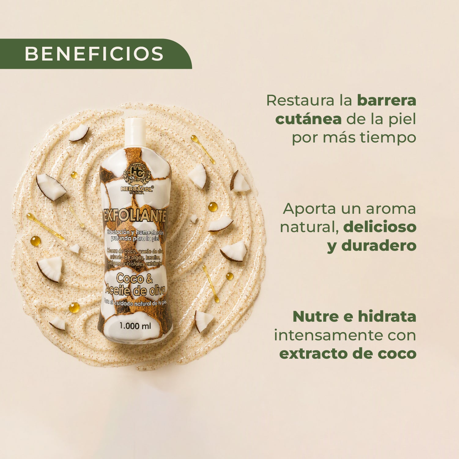 EXFOLIANTE DE COCO Y ACEITE DE OLIVA